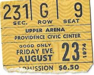 1974 Three Dog Night & SHF Band Rock Concert Ticket Stub # 2