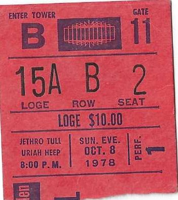 1978 Jethro Tull Rock Concert Ticket Stub