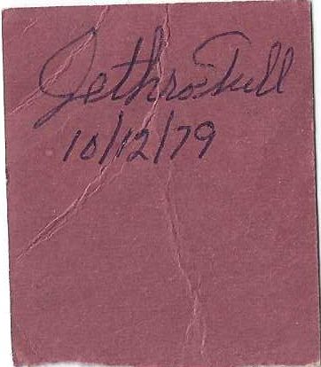 1979 Jethro Tull Rock Concert Ticket Stub