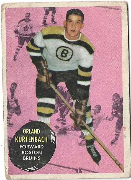 1961 - 62 Orland Kurtenbach (Boston Bruins) Topps Hockey Card