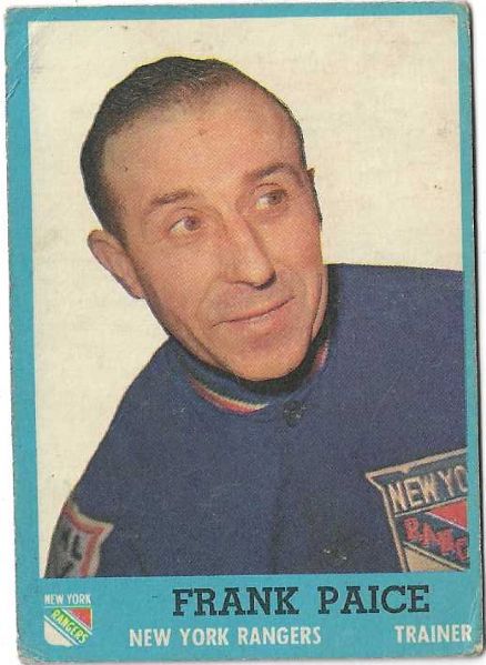 1962 - 63 Frank Paice Topps (Rookie) Hockey Card