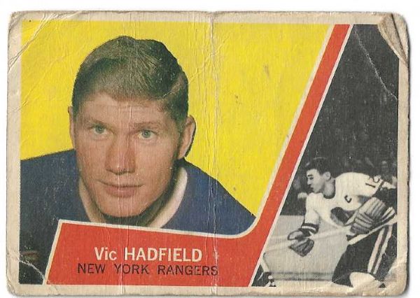 1963 - 64 Vic Hadfield (NY Rangers) Topps Hockey Card