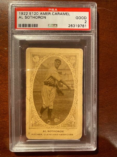 1922 Al Sothoron (Cleveland Indians) E120 American Caramel Card - PSA 2