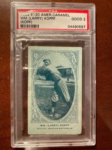 1922 Larry Kopf (Boston Braves) E120 American Caramel Card - PSA 2