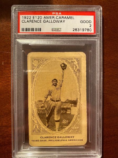 1922 Clarence Galloway (Philadelphia Athletics) E120 American Caramel Card - PSA 1
