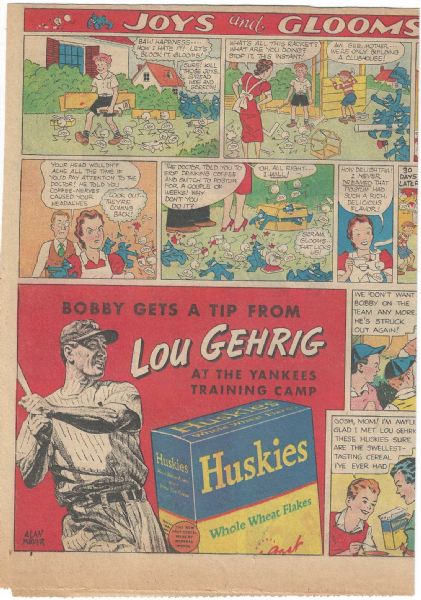 C. 1937 Lou Gehrig (NY Yankees) Fold Open Display Ad 