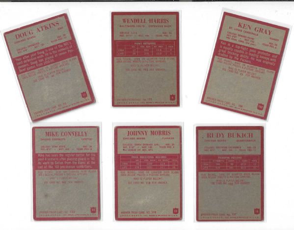 1965 Philadelphia Gum Football Card Lot of  (6) Cards
