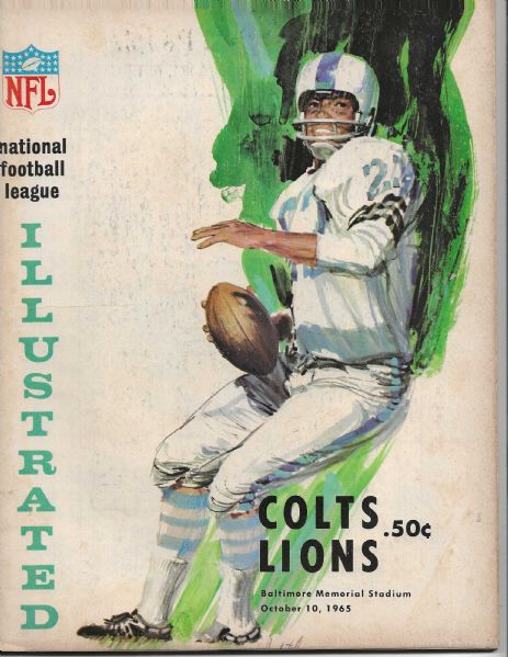 1965 Baltimore Colts (NFL) vs. Detroit Lions Football Program 