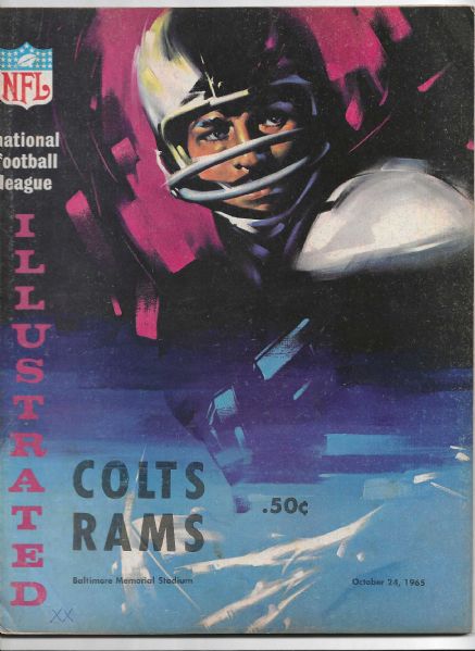 1965 Baltimore Colts vs. LA Rams Pro Football Program