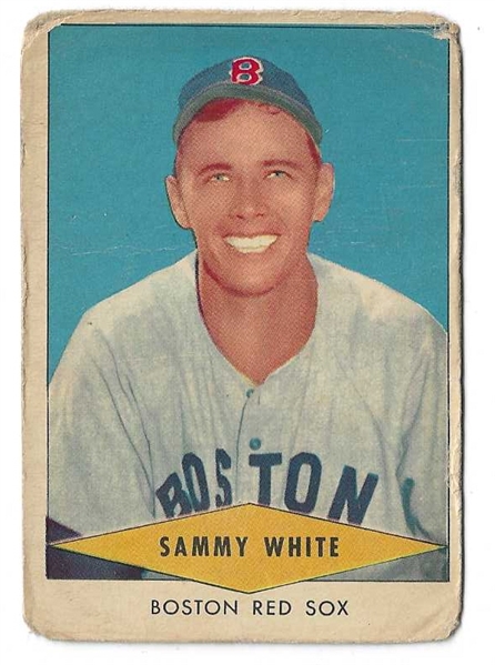 1954 Sammy White (Red Sox) Red Heart Baseball Card