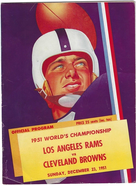 1951 NFL Championship - LA Rams vs. Cleveland Browns - Official Game Program
