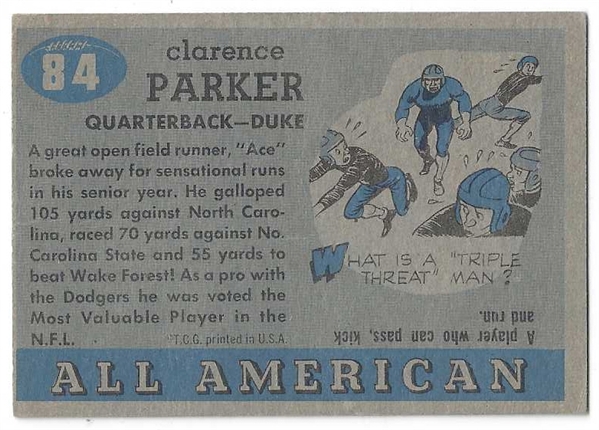 1955 Topps All-American Football Card - Ace Parker (HOF) Autographed Football Card
