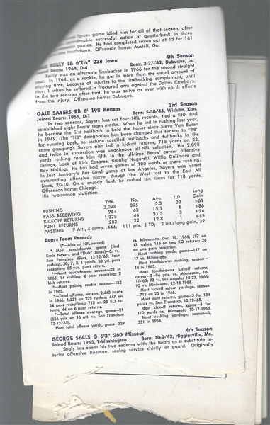 1967 Chicago Bears (NFL) Press * Radio * TV Information Guide 