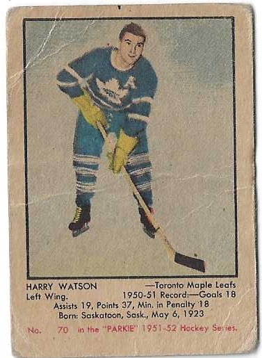 1951 Parkhurst Hockey Card - Harry Watson (Toronto Maple Leafs) 