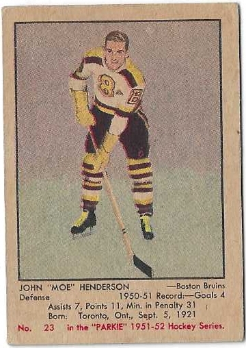 1951 Parkhurst Hockey Card - John Moe Henderson (Boston Bruins)