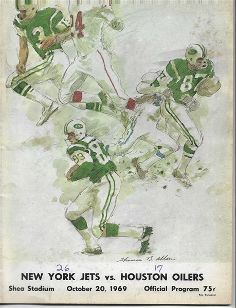 1969 NY Jets (NFL) Pro Football Program vs. Houston Oilers