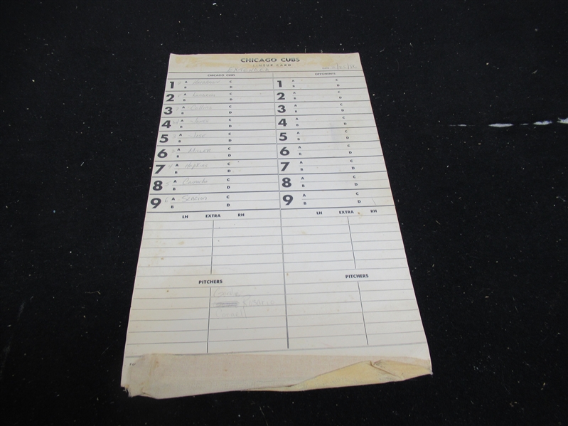 1986 Chicago Cubs Spring Training Line-Up Card