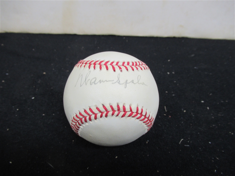 Warren Spahn (NL - HOF) ONL Bill White President Autographed Baseball