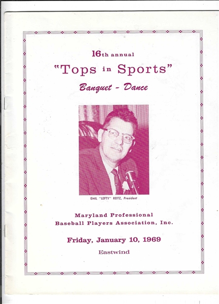 1969 Maryland Professional Baseball Players Association Banquet Program