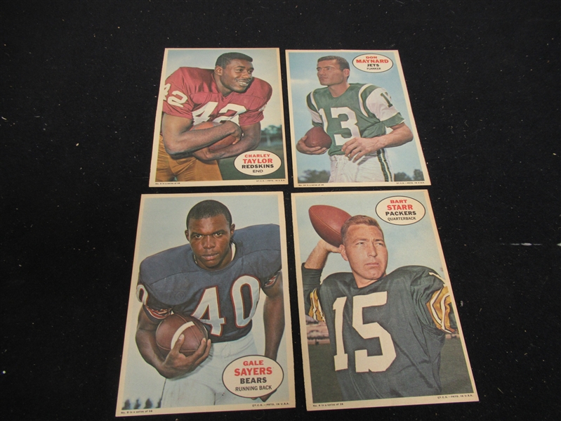 1968 Topps NFL Pin Ups HOF Lot of (4) - Gale Sayers, Bart Starr, Charley Taylor and Don Maynard