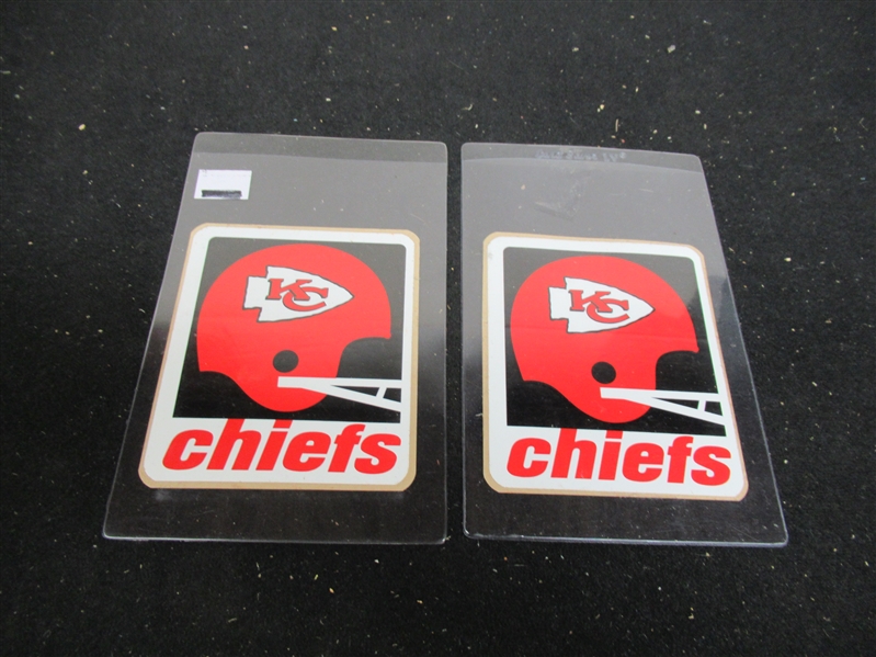 C. Early 1970's KC Chiefs (NFL) Lot of (2) unused Large Size Peel Off Stickers