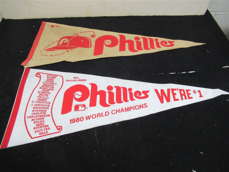 1970 - 1980's Philadelphia Phillies Lot of (2) Pennants 