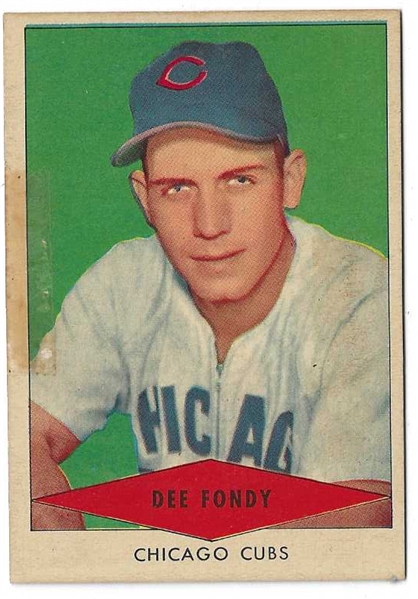 1954 Dee Fondy (Chicago Cubs) Red Heart Baseball Card