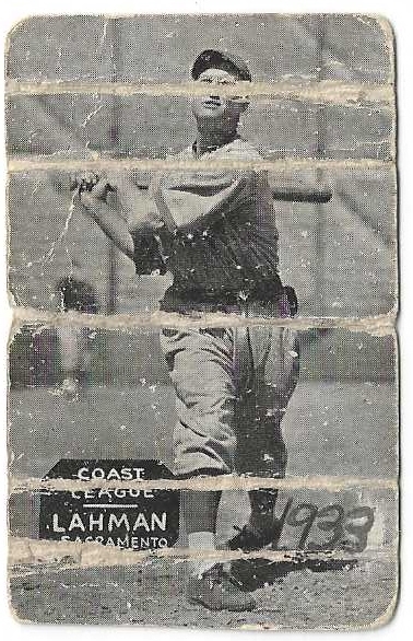 1920's Zee Nut Baseball Card - Lahman * Sacramento Solons*