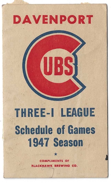 1947 Davenport Cubs Pocket Schedule