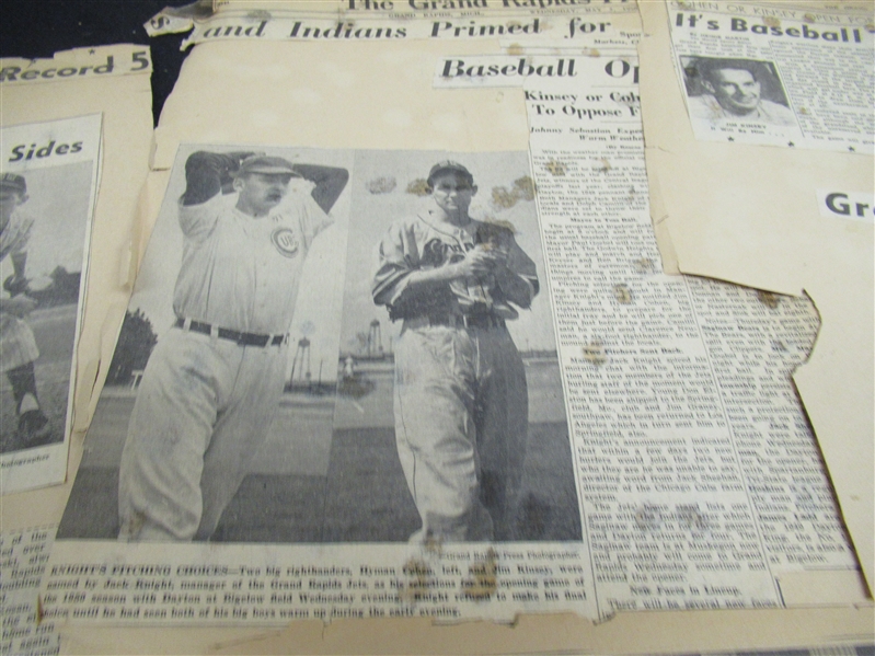 1940's Albert Kinsey (Des Moines Cubs) Multiple Page Scrapbook Clippings 