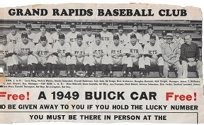 1948 Grand Rapids Baseball Club Team Promotional Sheet 