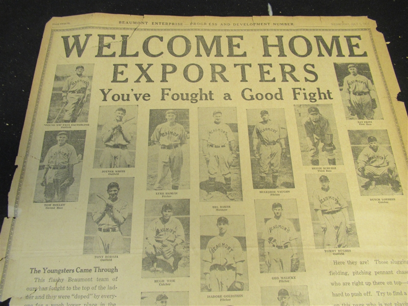 1931 Beaumont Exporters (Texas League Large Size Newspaper Player Composite Display Piece