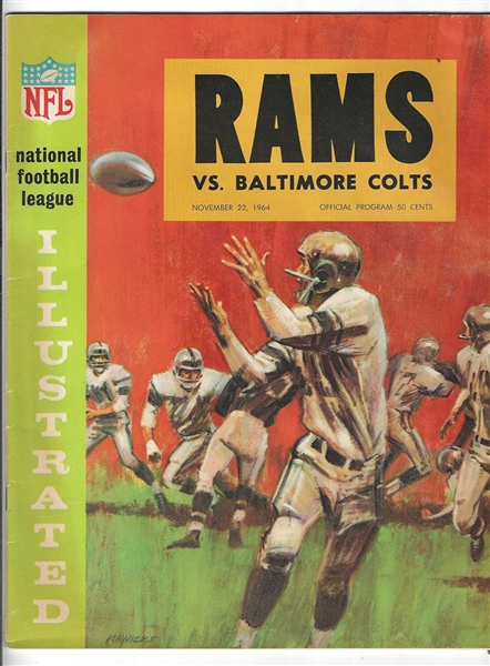 1964 LA Rams (NFL) vs. Baltimore Colts Official Game Program at LA