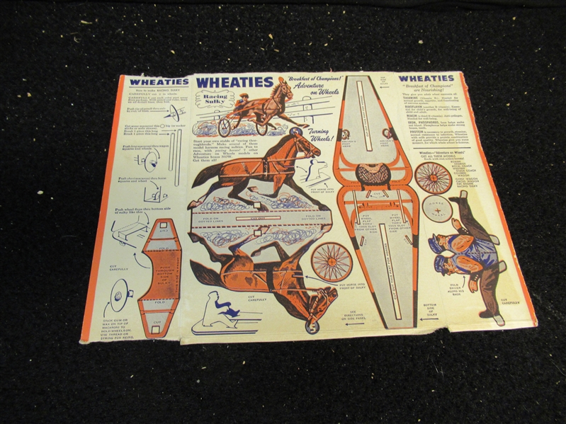 1950's Wheaties Back Panel - Adventures on Wheels Series - Racing Sulky