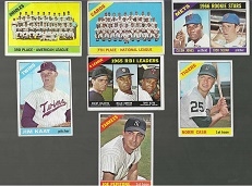 1966 Topps Baseball Cards Lot of (7) with Minor Stars, Rookie, Team & Leader Cards