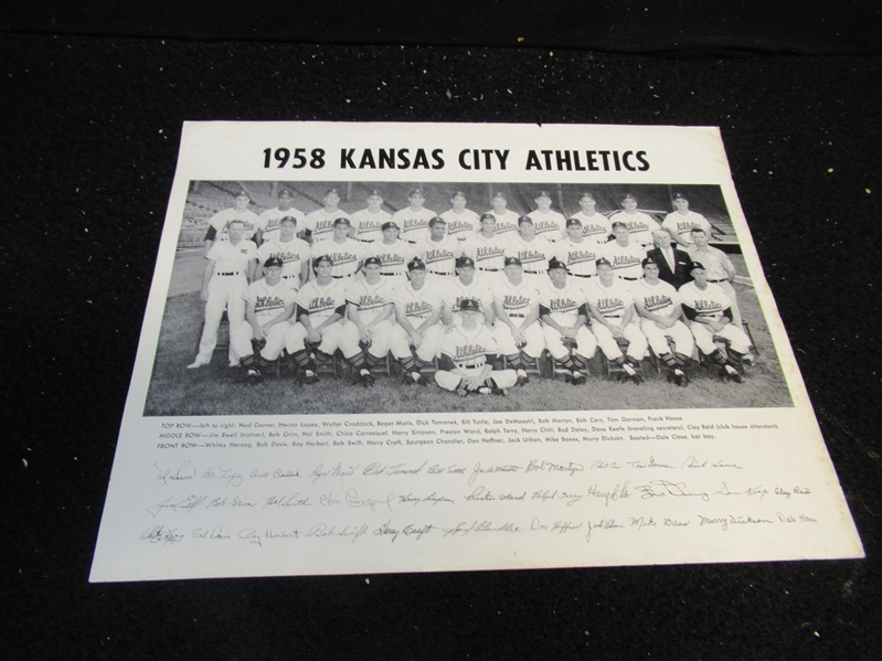 1958 Roger Maris Rookie Year - Kansas City A's - Large Size Team Photo