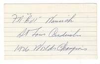 FN Bill Warwick - Member of the 1926 St. Louis Cardinals - World Champions - Autographed Index Card
