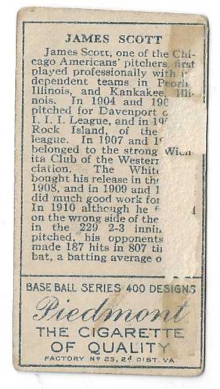 1911 James Scott (Chicago White Sox) T205 Gold Border Tobacco Card