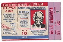 1956 MLB All-Star Game Ticket at Griffith Stadium in Washington, D.C.