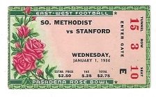 1936 Rose Bowl Ticket - SMU vs. Stanford at Pasadena 