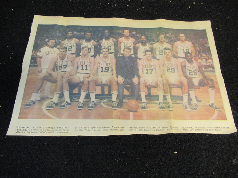 1970 Boston Celtics (NBA) Defending Champions Color Newspaper Team Photo