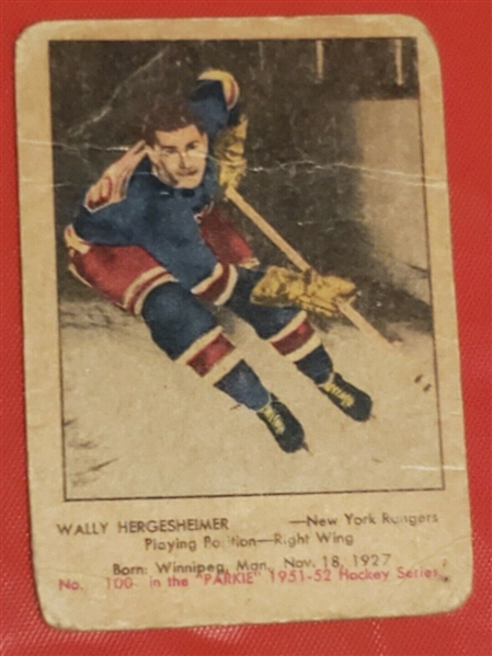 1951 Wally Hergesheimer - Parkhurst Hockey Card