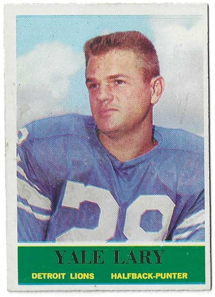 1964 Yale Lary (HOF - Detroit Lions)  Philadelphia Gum Football Card 