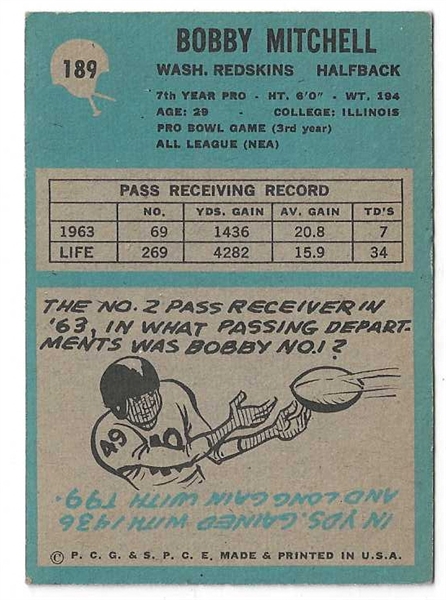 1964 Bobby Mitchell - (HOF)  Philadelphia Gum Football Card 