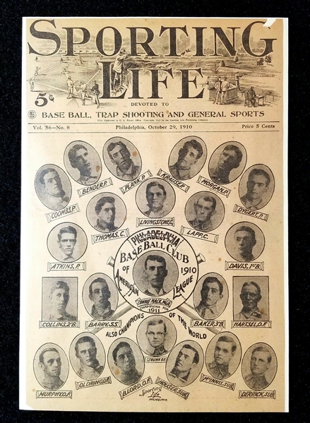 1911 Philadelphia Athletics (World Champions) Sporting Life Composite Front Cover 