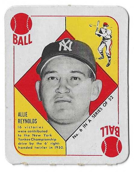 1951 Allie Reynolds (NY Yankees) Topps Red Back Card - Better Grade