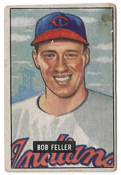 1951 Bob Feller (HOF - Cleveland Indians) Bowman Baseball Card