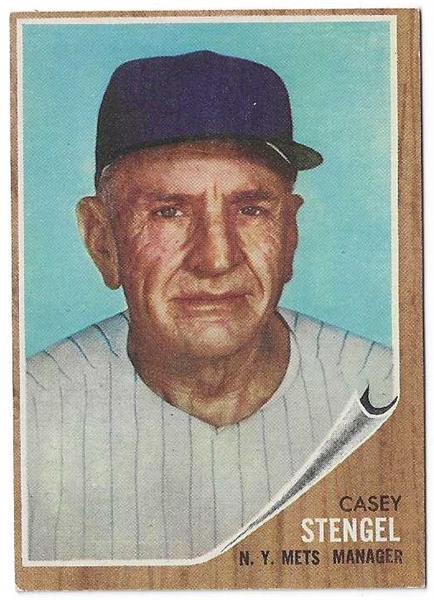 1962 Casey Stengel (HOF - '62 NY Mets manager) Topps Baseball Card - High Grade