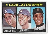 1967 NL ERA Leaders for 1966 Season - Koufax, Cuellar & Marichal - Topps Card - High Grade