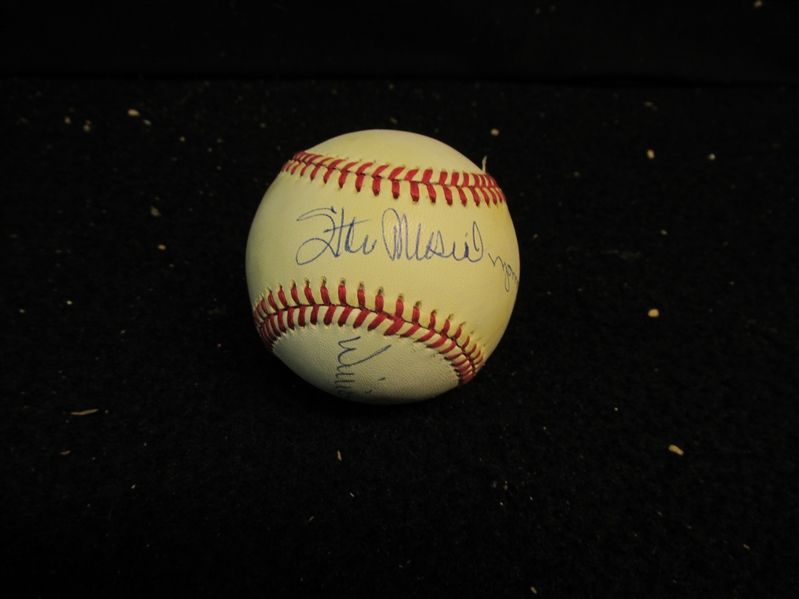 Hall of Fame Themed Autographed Baseball with: Mays, Stargell, Musial & Snider - LOA Included